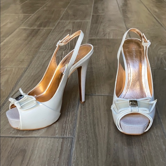 BCBGeneration Shoes | Bcbg White Clear Bow High Heel Peep Toe Shoes | Poshmark
